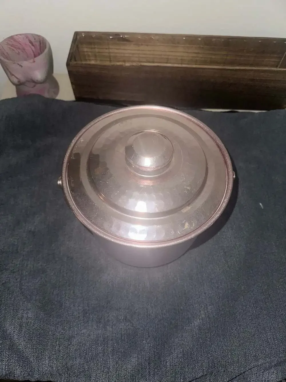 Vintage F.A.C.O. Omegna Hammered Aluminum Ice Bucket with Lid Made in Italy